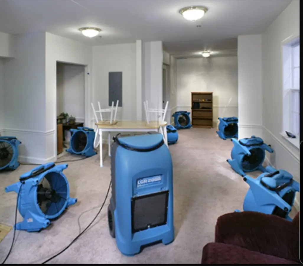 Air movers and dehumidifier setup for Water Damage Restoration in Lower Nazareth